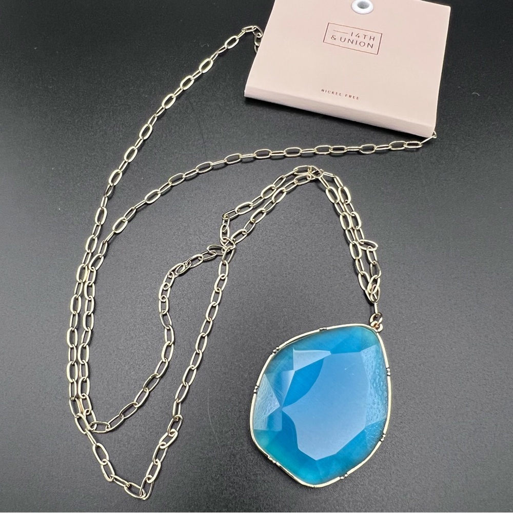 Nordstrom: 14th & Union Blue faceted glass pendant Necklace
